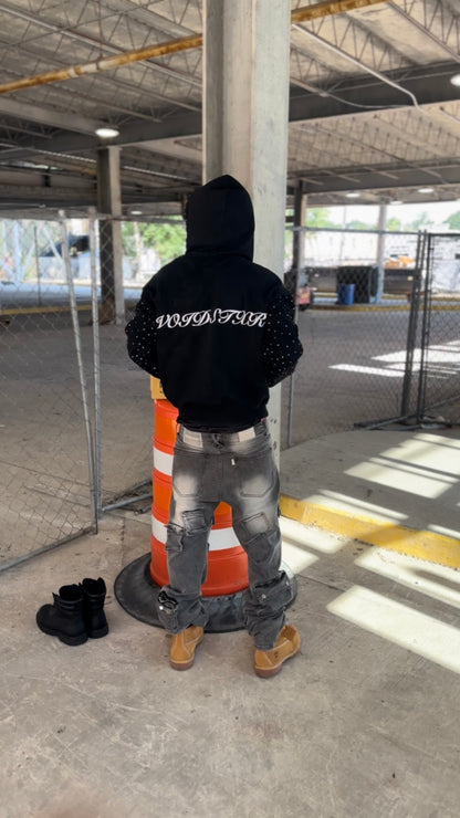 VOIDSTXR “I’m Aware Of My Past” Rhinestone Zip-Up