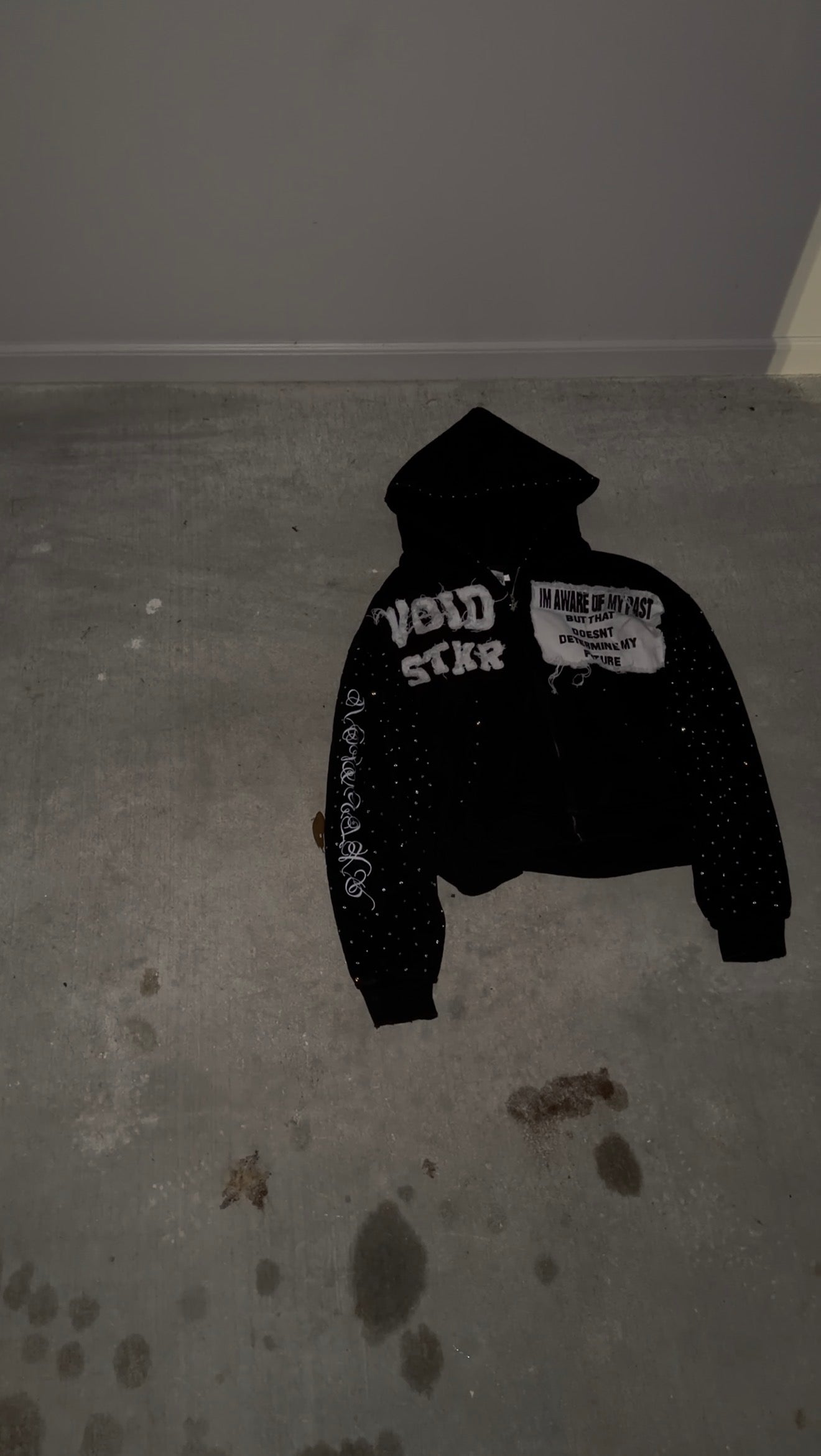 VOIDSTXR “I’m Aware Of My Past” Rhinestone Zip-Up
