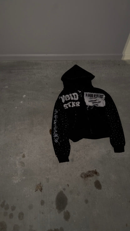 VOIDSTXR “I’m Aware Of My Past” Rhinestone Zip-Up