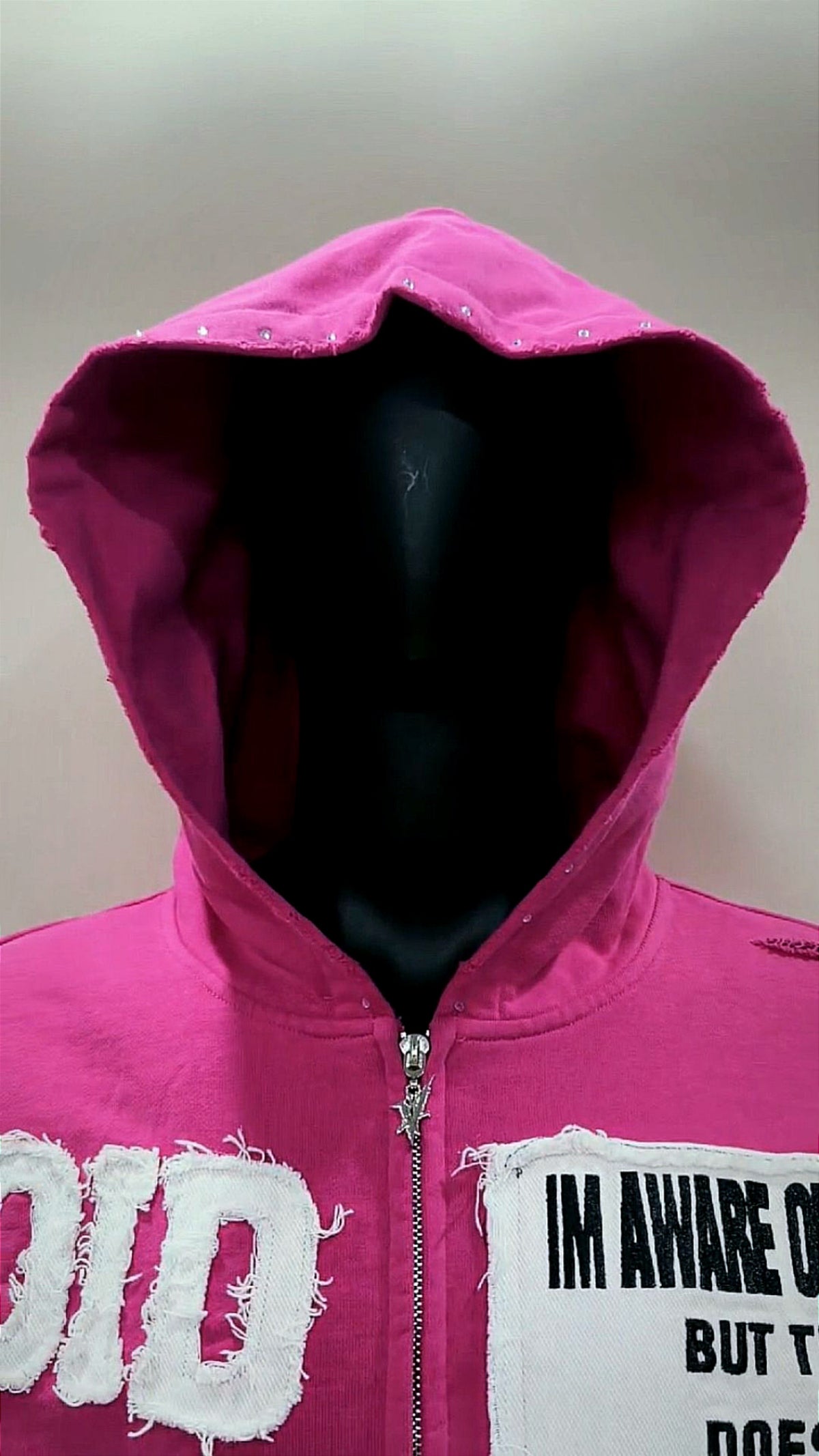 VOIDSTXR “I’m Aware Of My Past” Rhinestone Zip-Up (PINK)