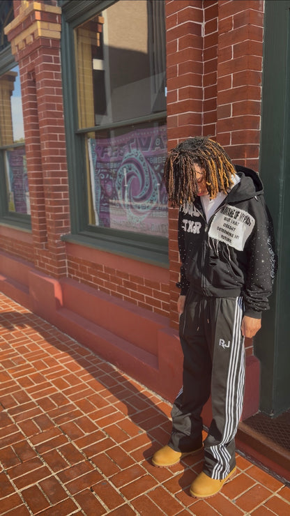 VOIDSTXR “I’m Aware Of My Past” Rhinestone Zip-Up (BLACK)