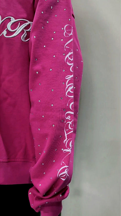 VOIDSTXR “I’m Aware Of My Past” Rhinestone Zip-Up (PINK)
