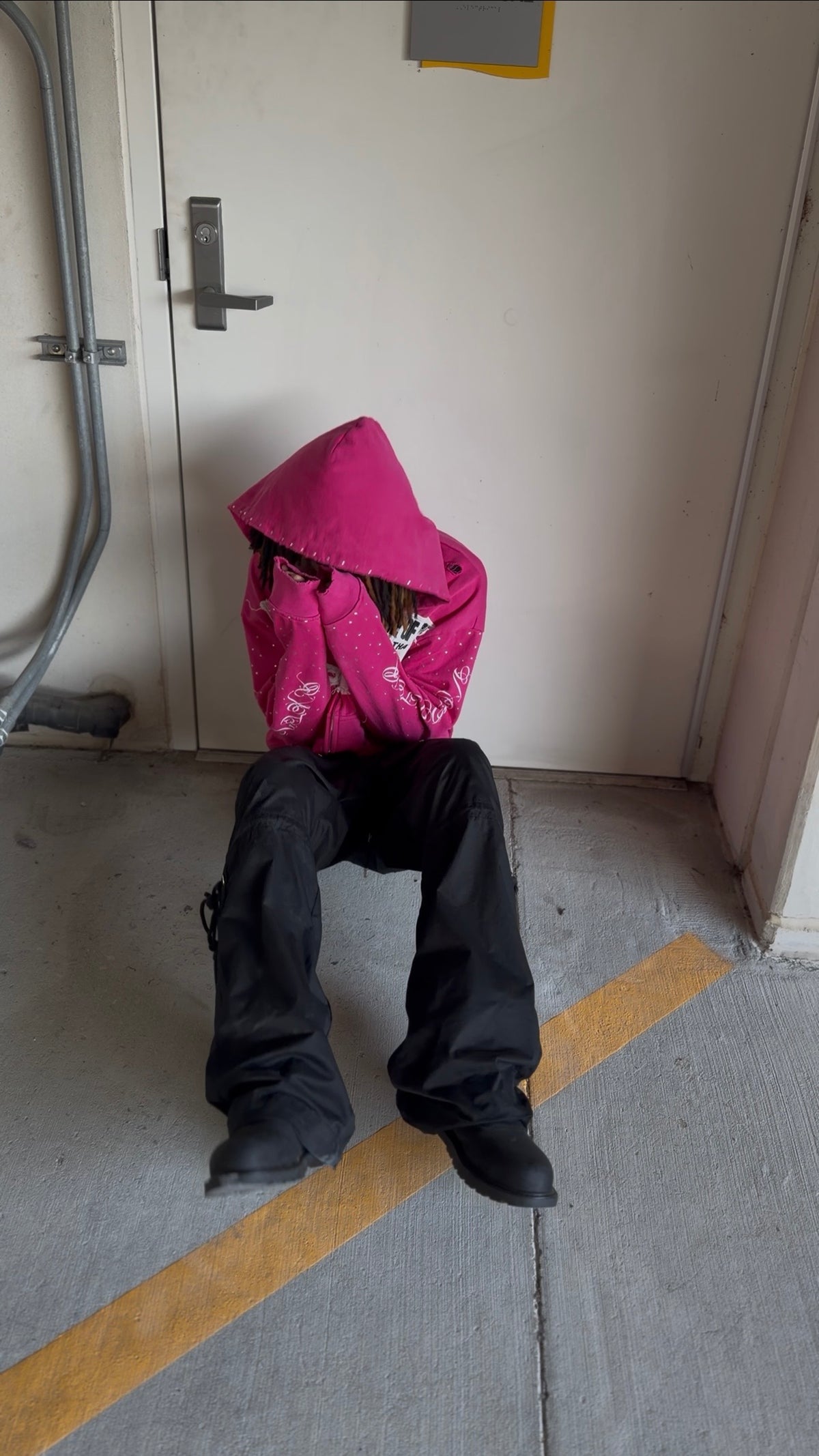 VOIDSTXR “I’m Aware Of My Past” Rhinestone Zip-Up (PINK)