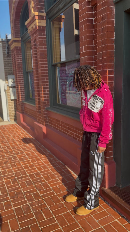 VOIDSTXR “I’m Aware Of My Past” Rhinestone Zip-Up (PINK)