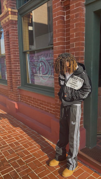 VOIDSTXR “I’m Aware Of My Past” Rhinestone Zip-Up (BLACK)