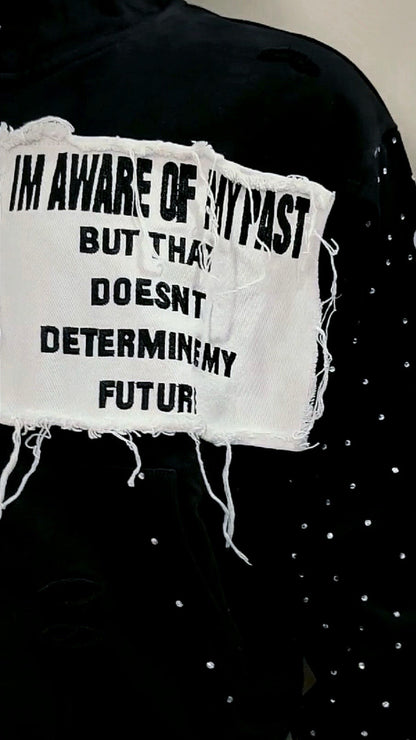 VOIDSTXR “I’m Aware Of My Past” Rhinestone Zip-Up (BLACK)
